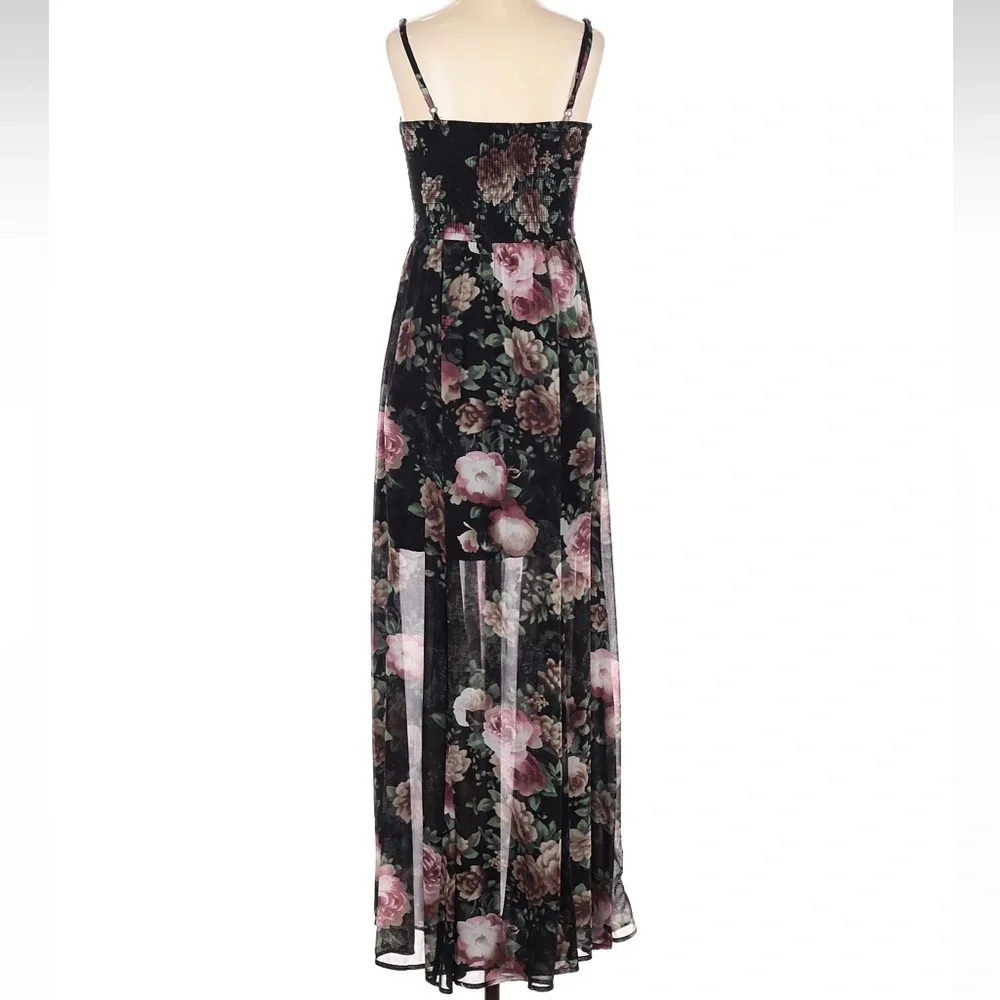 Abercrombie & Fitch Black and Pink Floral Maxi Dress romantic dark floral